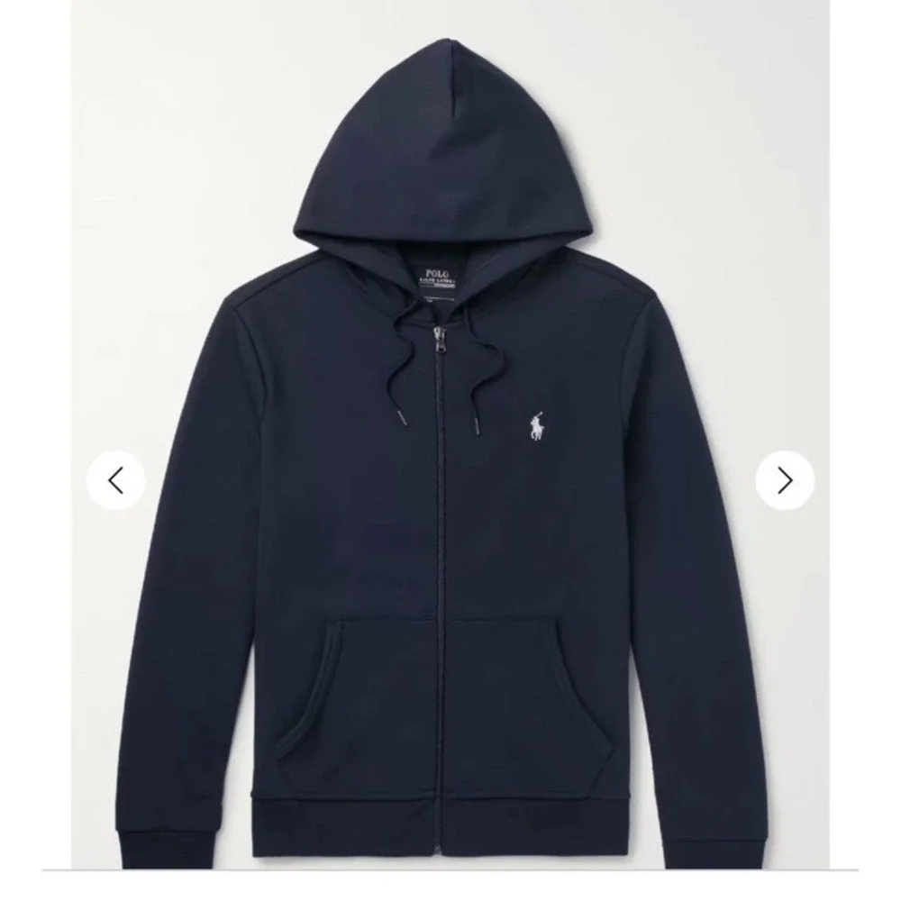 POLO RALPH LAUREN Jersey Zip-Up‎ Hoodie Mens Navy Size L Comfort